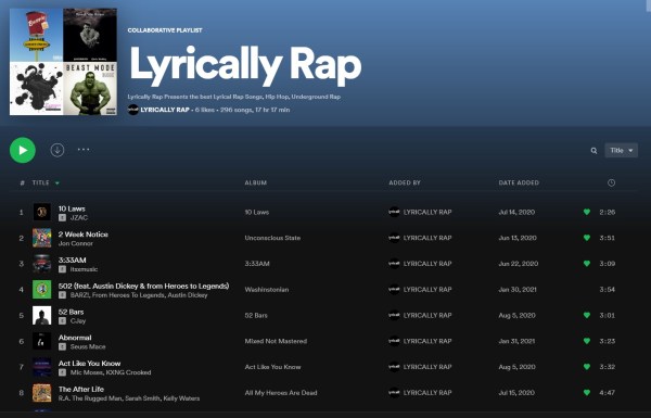 Lyrically Rap Spotify Playlist