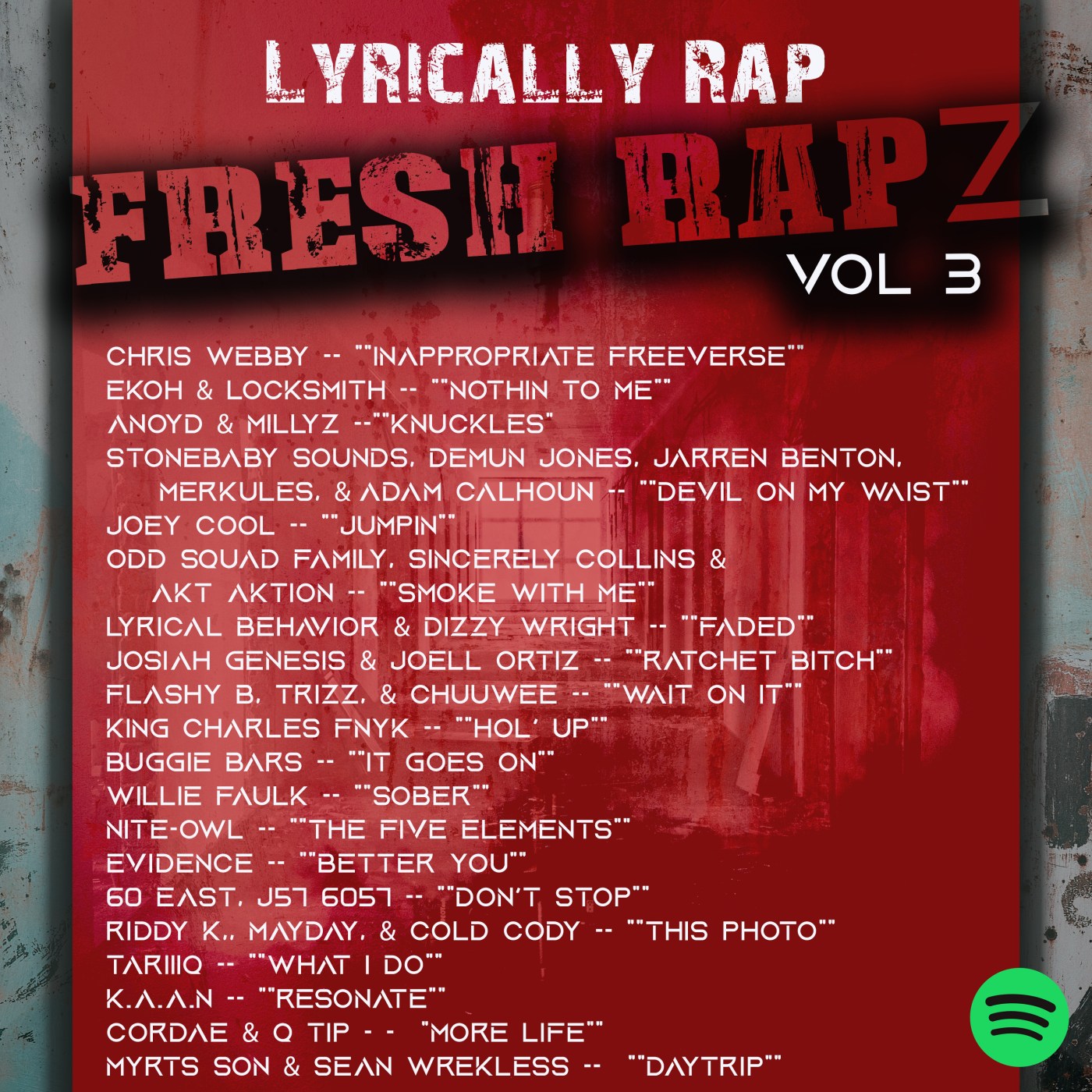 Lyrically Rap Fresh Rapz Spotify Playlist with the best rap songs updated weekly.